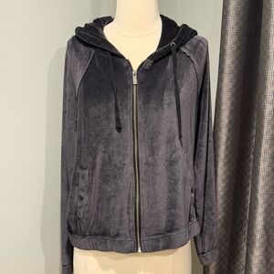 Women's SPLENDID dark grey/black Velvet Hoodie sweatshirt/jacket- size M